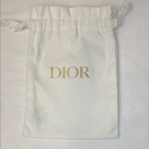 DIOR Beauty White Drawstring Pouch with Gold Logo GWP